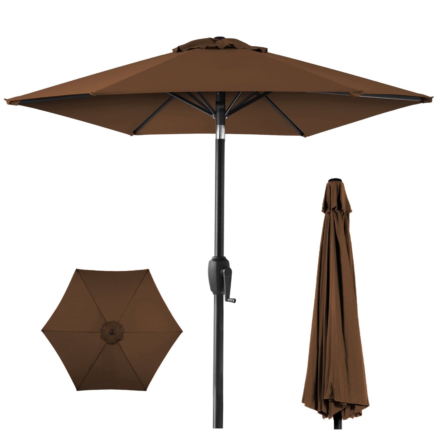 Outdoor Market Patio Umbrella w/ Push Button Tilt, Crank Lift - 7.5ft