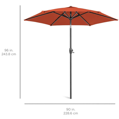 Outdoor Market Patio Umbrella w/ Push Button Tilt, Crank Lift - 7.5ft