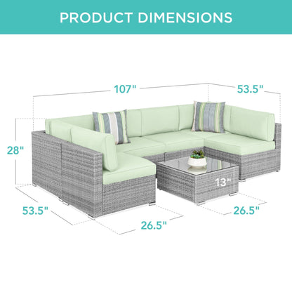 Modular 7-Piece Outdoor Wicker Sectional Set with Pillows and Cover