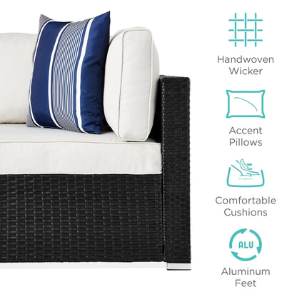 Modular 7-Piece Outdoor Wicker Sectional Set with Pillows and Cover