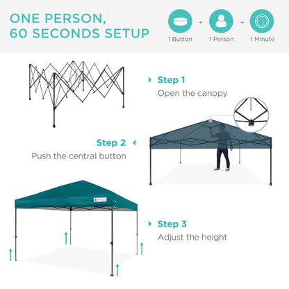 One-Person Setup Instant Pop Up Canopy w/ Case, 4 Weight Bags - 12x12ft