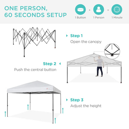 One-Person Setup Instant Pop Up Canopy w/ Case, 4 Weight Bags - 12x12ft