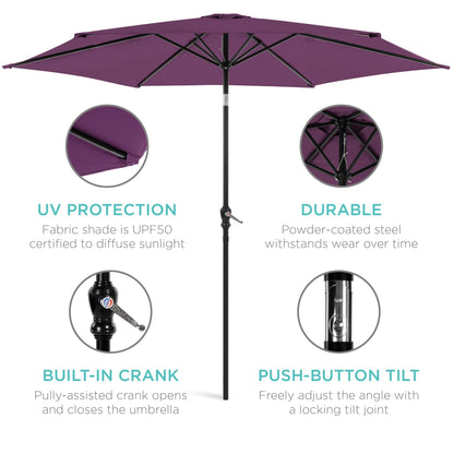 Outdoor Steel Market Patio Umbrella Decoration w/ Tilt, Crank Lift - 10ft