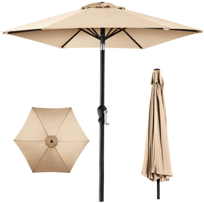 Outdoor Steel Market Patio Umbrella Decoration w/ Tilt, Crank Lift - 10ft