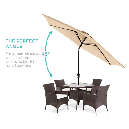 Outdoor Steel Market Patio Umbrella Decoration w/ Tilt, Crank Lift - 10ft