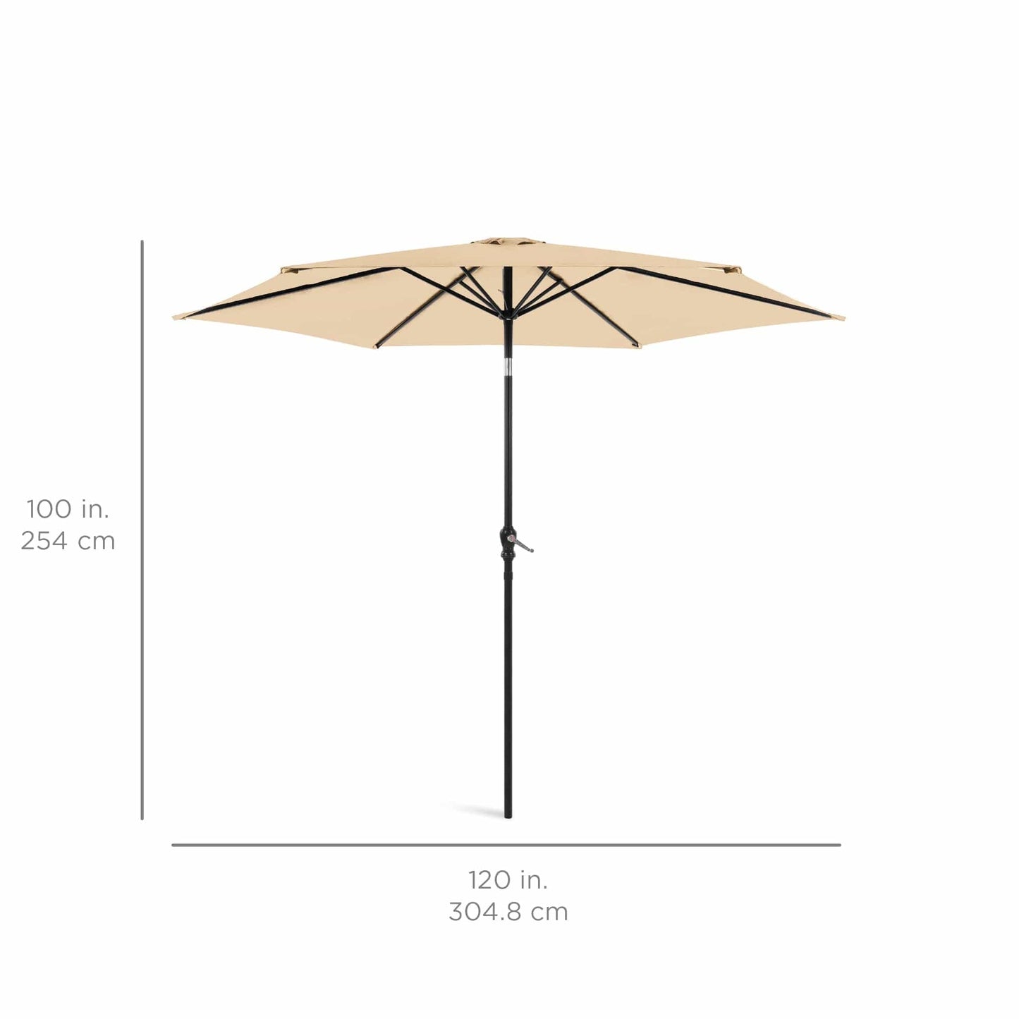 Outdoor Steel Market Patio Umbrella Decoration w/ Tilt, Crank Lift - 10ft