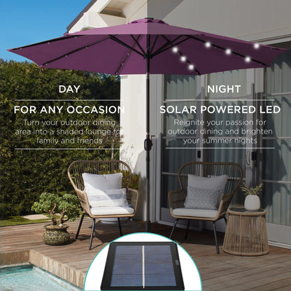 Solar LED Lighted Patio Umbrella w/ Tilt Adjustment, UV-Resistant- 10ft