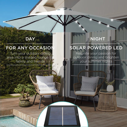 Solar LED Lighted Patio Umbrella w/ Tilt Adjustment, UV-Resistant- 10ft