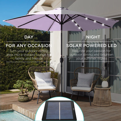 Solar LED Lighted Patio Umbrella w/ Tilt Adjustment, UV-Resistant- 10ft