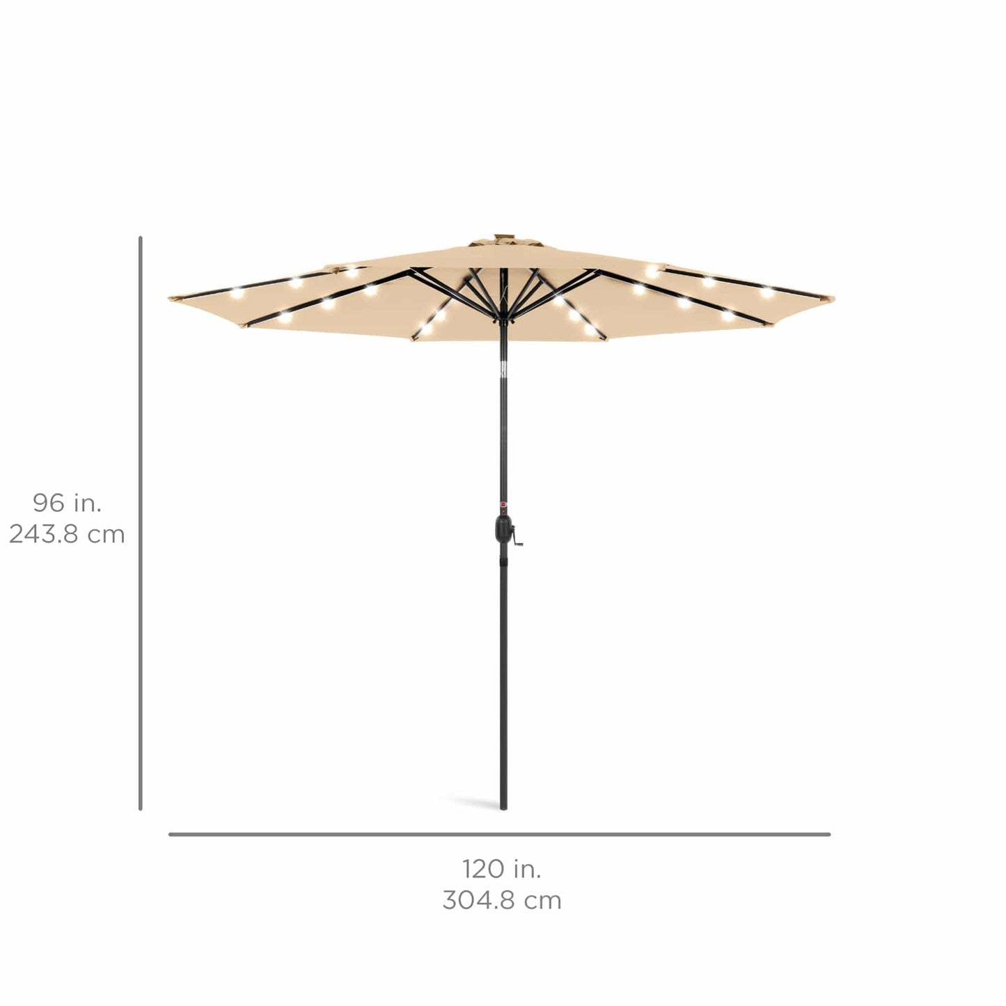 Solar LED Lighted Patio Umbrella w/ Tilt Adjustment, UV-Resistant- 10ft