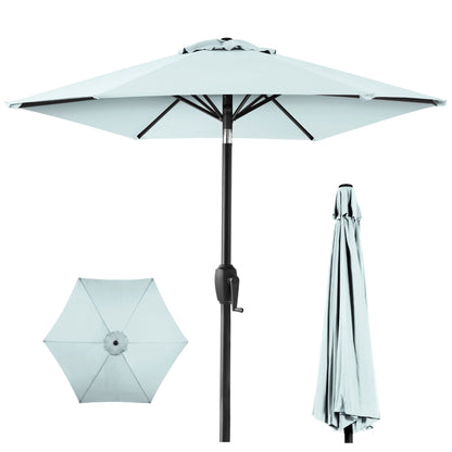 Outdoor Market Patio Umbrella w/ Push Button Tilt, Crank Lift - 7.5ft