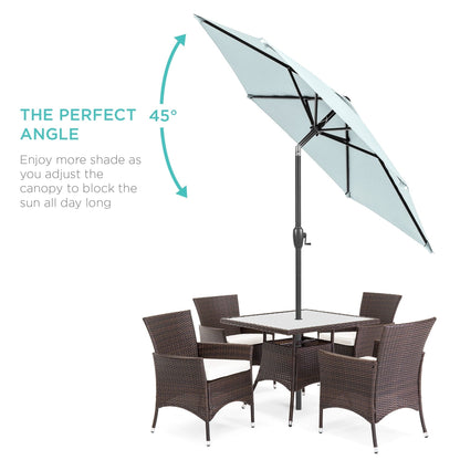 Outdoor Market Patio Umbrella w/ Push Button Tilt, Crank Lift - 7.5ft