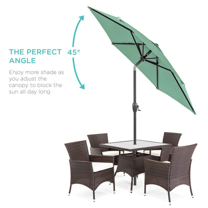 Outdoor Market Patio Umbrella w/ Push Button Tilt, Crank Lift - 7.5ft