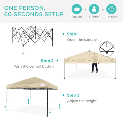 One-Person Setup Instant Pop Up Canopy w/ Case, 4 Weight Bags - 12x12ft