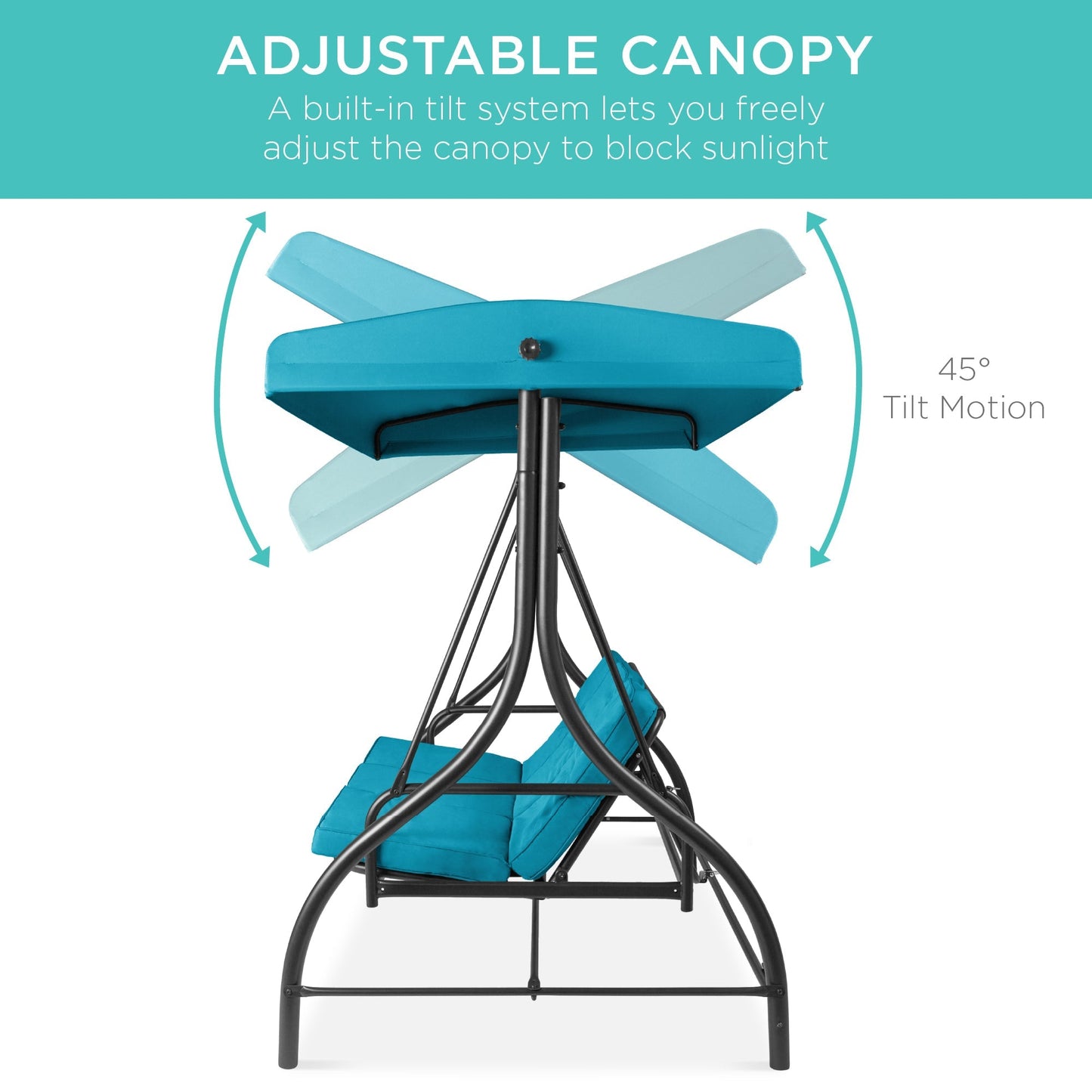 Convertible 3-Seat Outdoor Canopy Swing Glider with Flatbed Recline