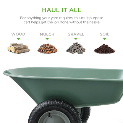 Dual-Wheel Wheelbarrow Garden Cart