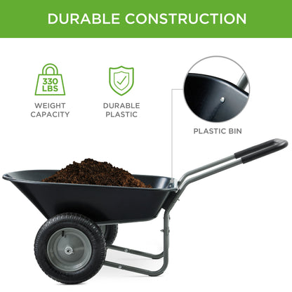 Dual-Wheel Wheelbarrow Garden Cart