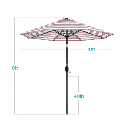 Solar LED Lighted Striped Patio Umbrella w/ Tilt Adjustment - 10ft