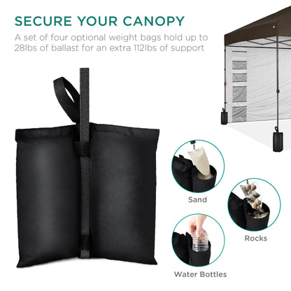 One-Person Setup Instant Pop Up Canopy w/ Side Wall, Carrying Case - 10x10ft