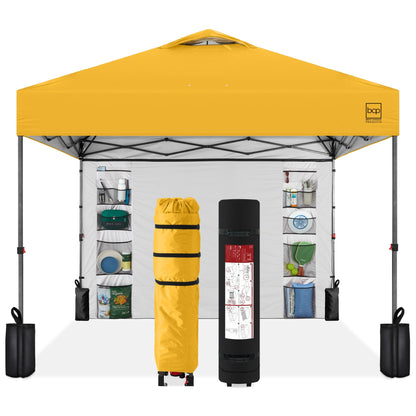 One-Person Setup Instant Pop Up Canopy w/ Side Wall, Carrying Case - 10x10ft