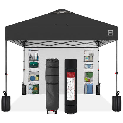 One-Person Setup Instant Pop Up Canopy w/ Side Wall, Carrying Case - 10x10ft