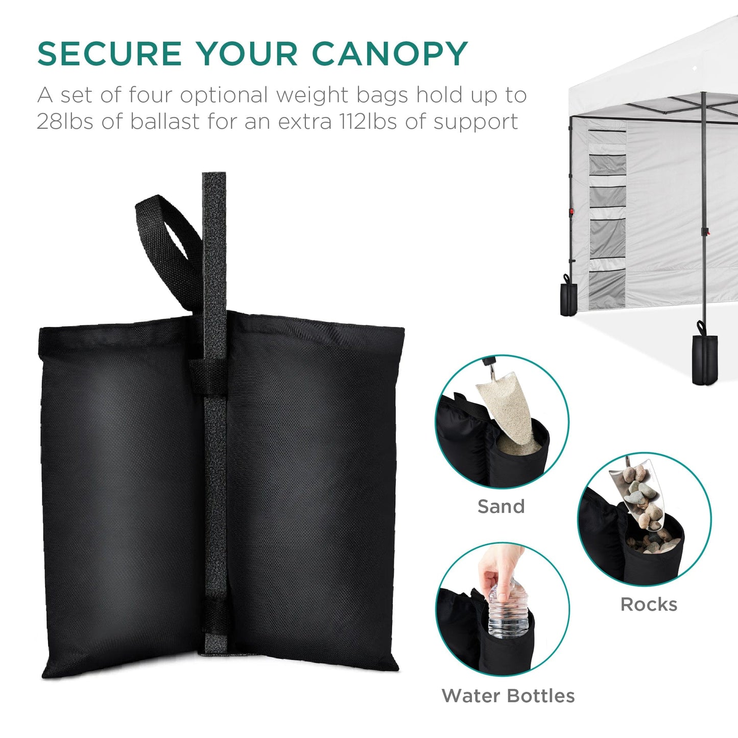 One-Person Setup Instant Pop Up Canopy w/ Side Wall, Carrying Case - 10x10ft