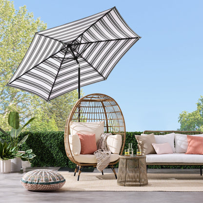 Outdoor Steel Striped Market Patio Umbrella w/ Tilt, Crank Lift - 10ft