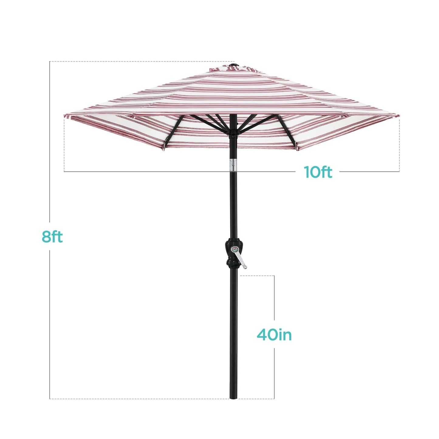 Outdoor Steel Striped Market Patio Umbrella w/ Tilt, Crank Lift - 10ft