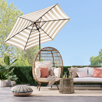 Outdoor Steel Striped Market Patio Umbrella w/ Tilt, Crank Lift - 10ft