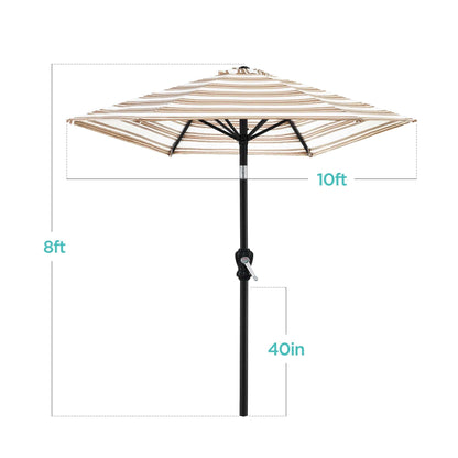 Outdoor Steel Striped Market Patio Umbrella w/ Tilt, Crank Lift - 10ft