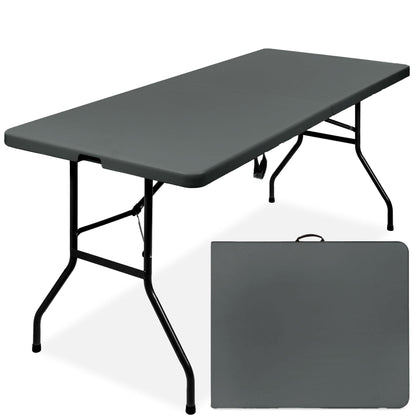 Portable Folding Plastic Dining Table w/ Handle, Lock - 6ft