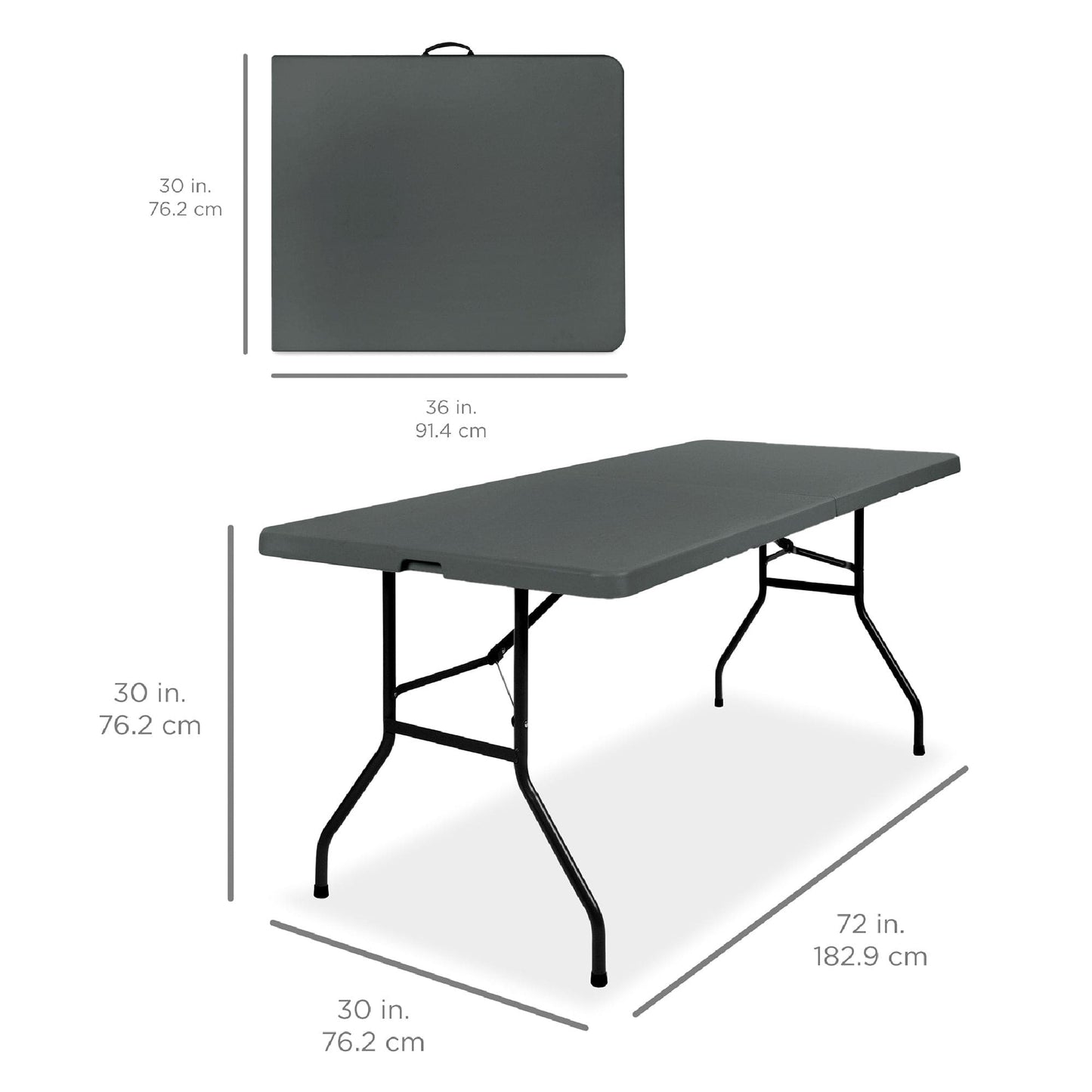 Portable Folding Plastic Dining Table w/ Handle, Lock - 6ft