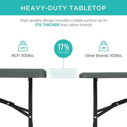 Portable Folding Plastic Dining Table w/ Handle, Lock - 8ft