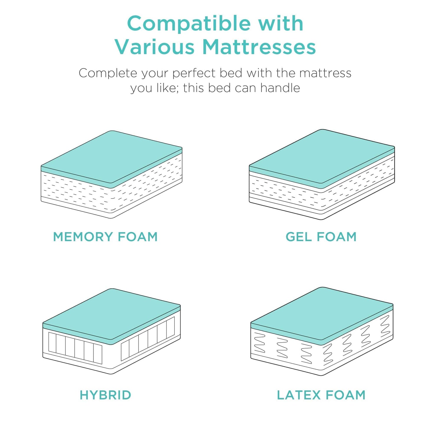 Smart Adjustable Bed Frame with Massage Function, Wireless Remote, and USB Charging Ports