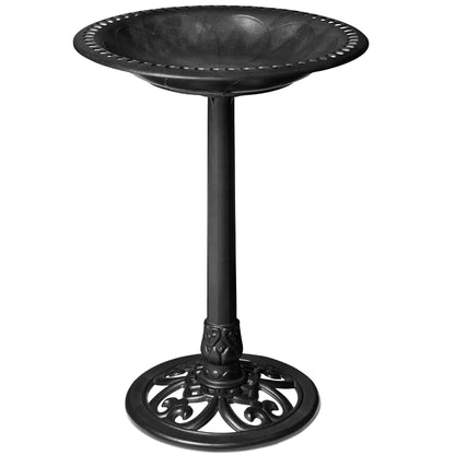 Vintage Outdoor Garden Bird Bath w/ Fleur-de-Lis Accents