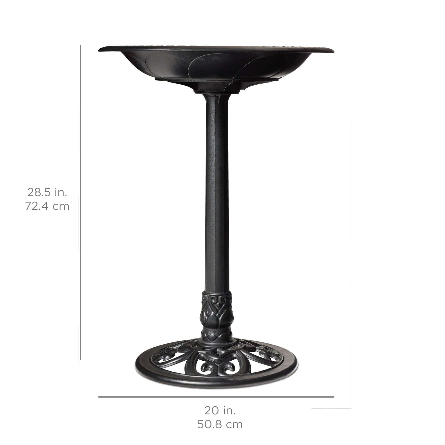 Vintage Outdoor Garden Bird Bath w/ Fleur-de-Lis Accents