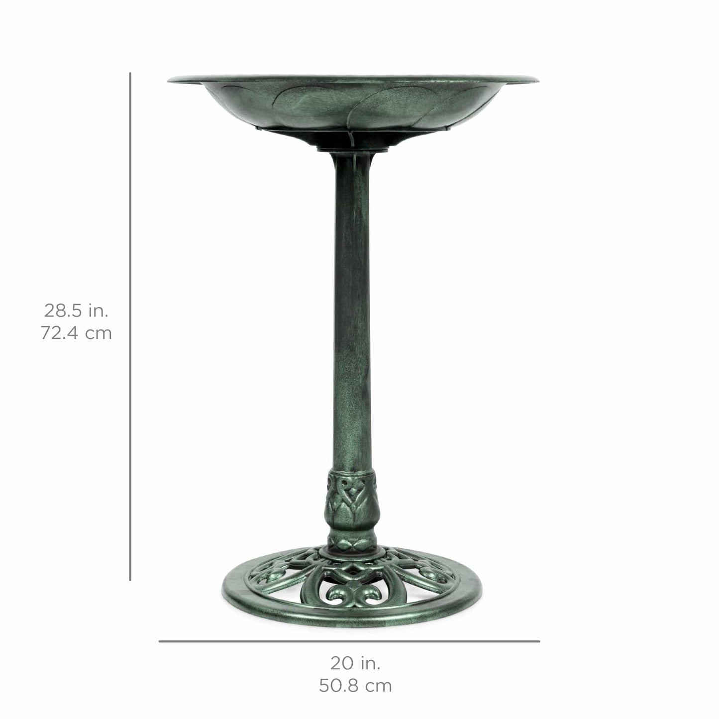 Vintage Outdoor Garden Bird Bath w/ Fleur-de-Lis Accents