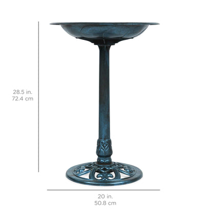 Vintage Outdoor Garden Bird Bath w/ Fleur-de-Lis Accents