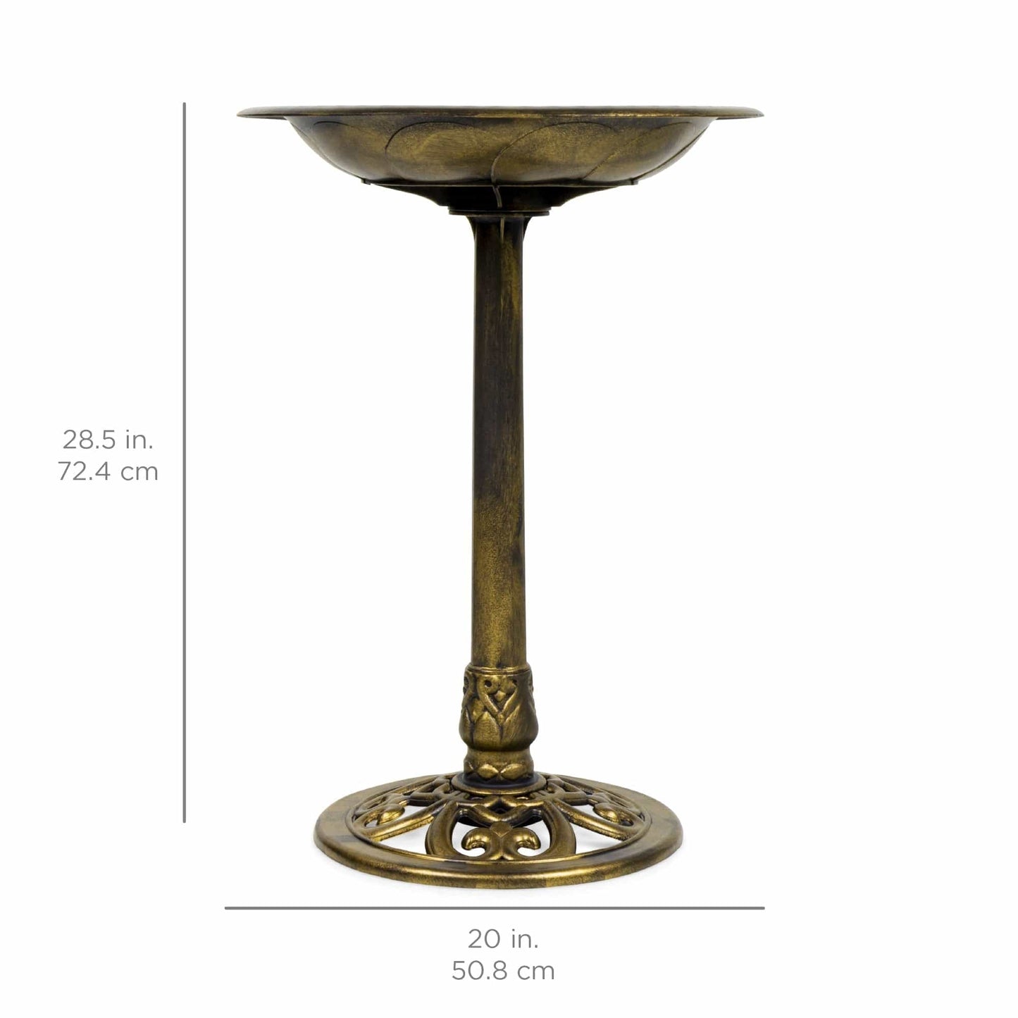 Vintage Outdoor Garden Bird Bath w/ Fleur-de-Lis Accents