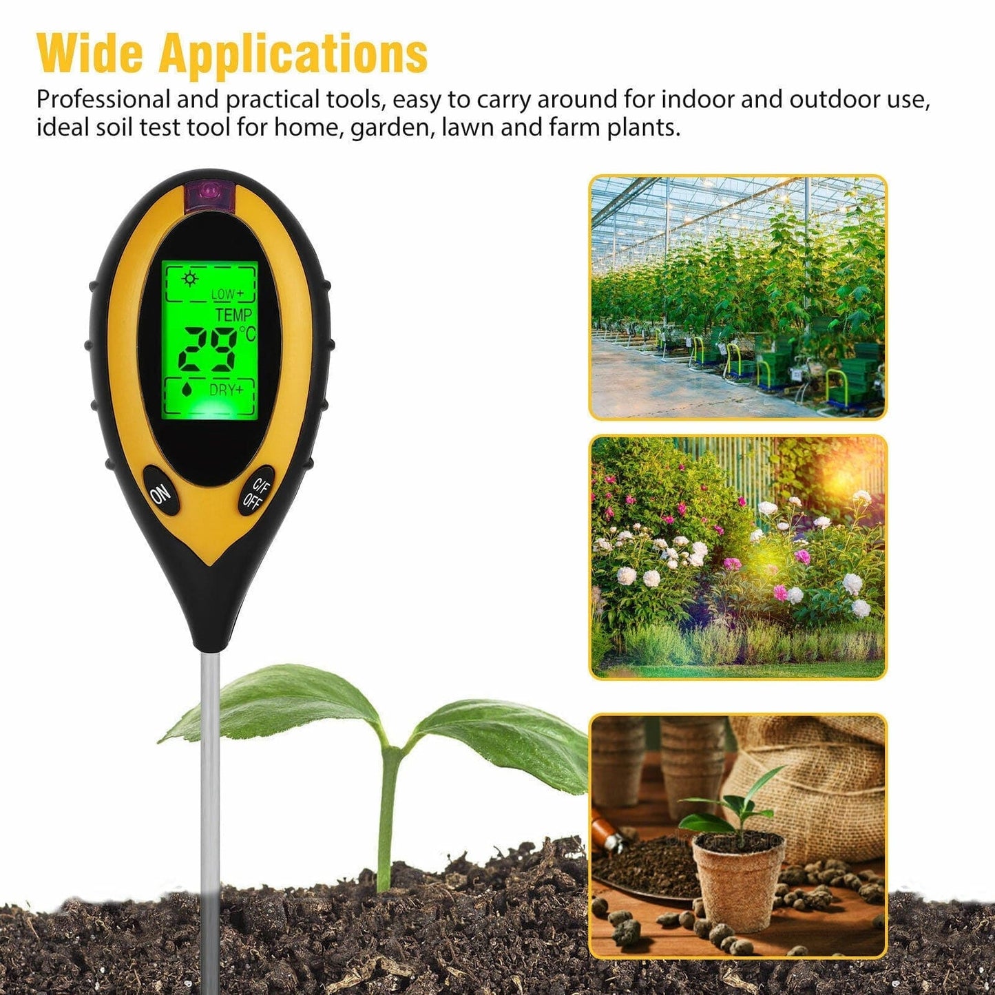 Soil PH And Moisture Light Intensity Test Meter - FREE SHIPPING