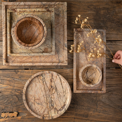 Marble Aged Brown Tray