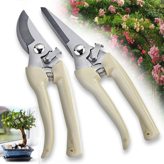 Garden Pruning Shears Set - 2 Pack Bypass & Straight Blade Scissors with Ergonomic Grip - Free Shipping