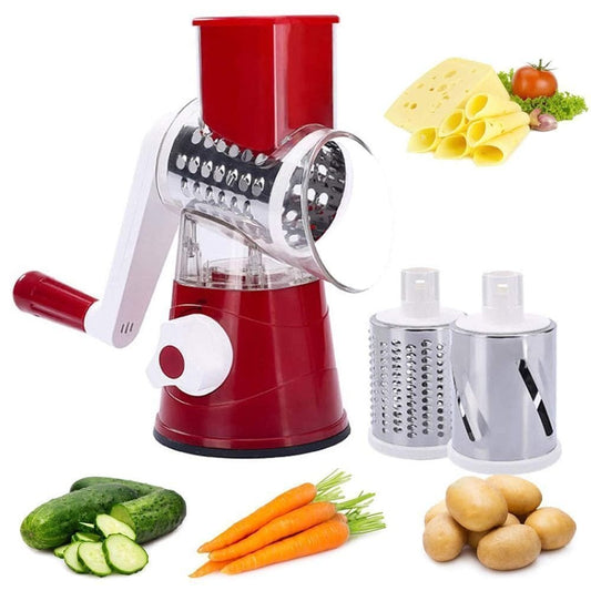 Versatile 3-in-1 Rotary Vegetable Slicer & Cheese Grater – Fast & Safe Food Prep with Free Shipping