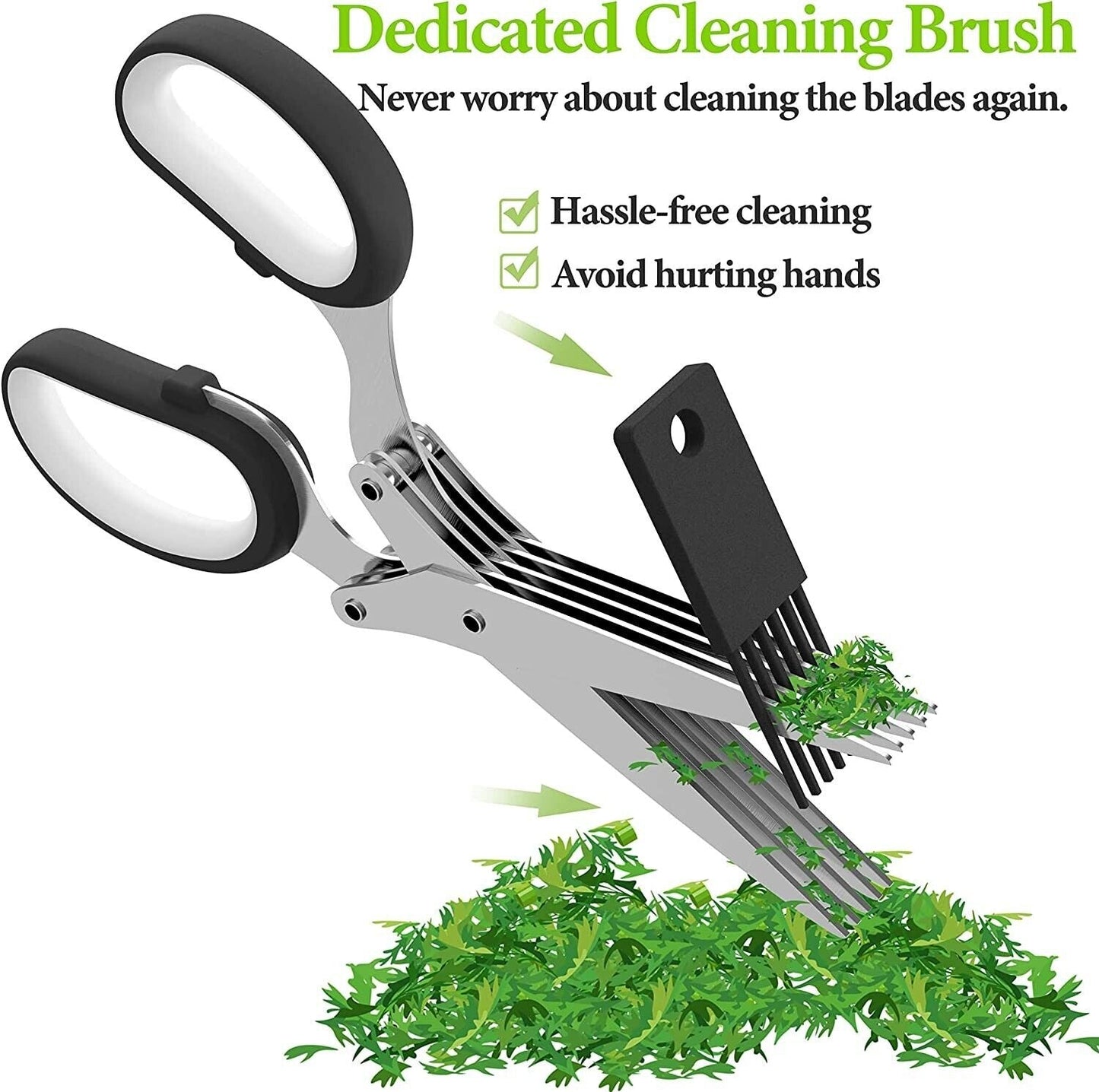 Herb Scissors With Multi Blades Stainless Steel Fast Cutting Shear Kitchen Tool