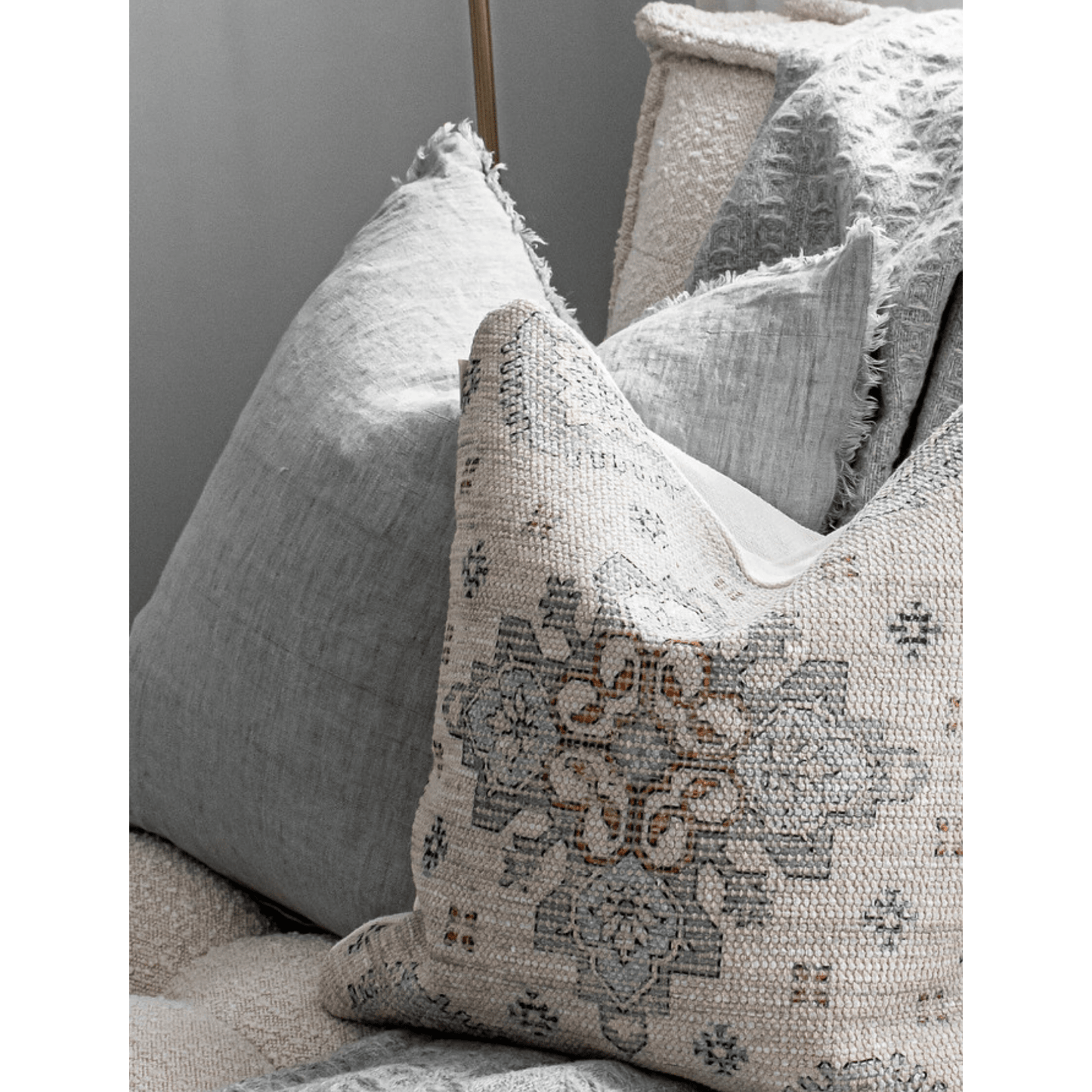 Cambri Flint Grey Linen Pillow - LndmarkClub USA