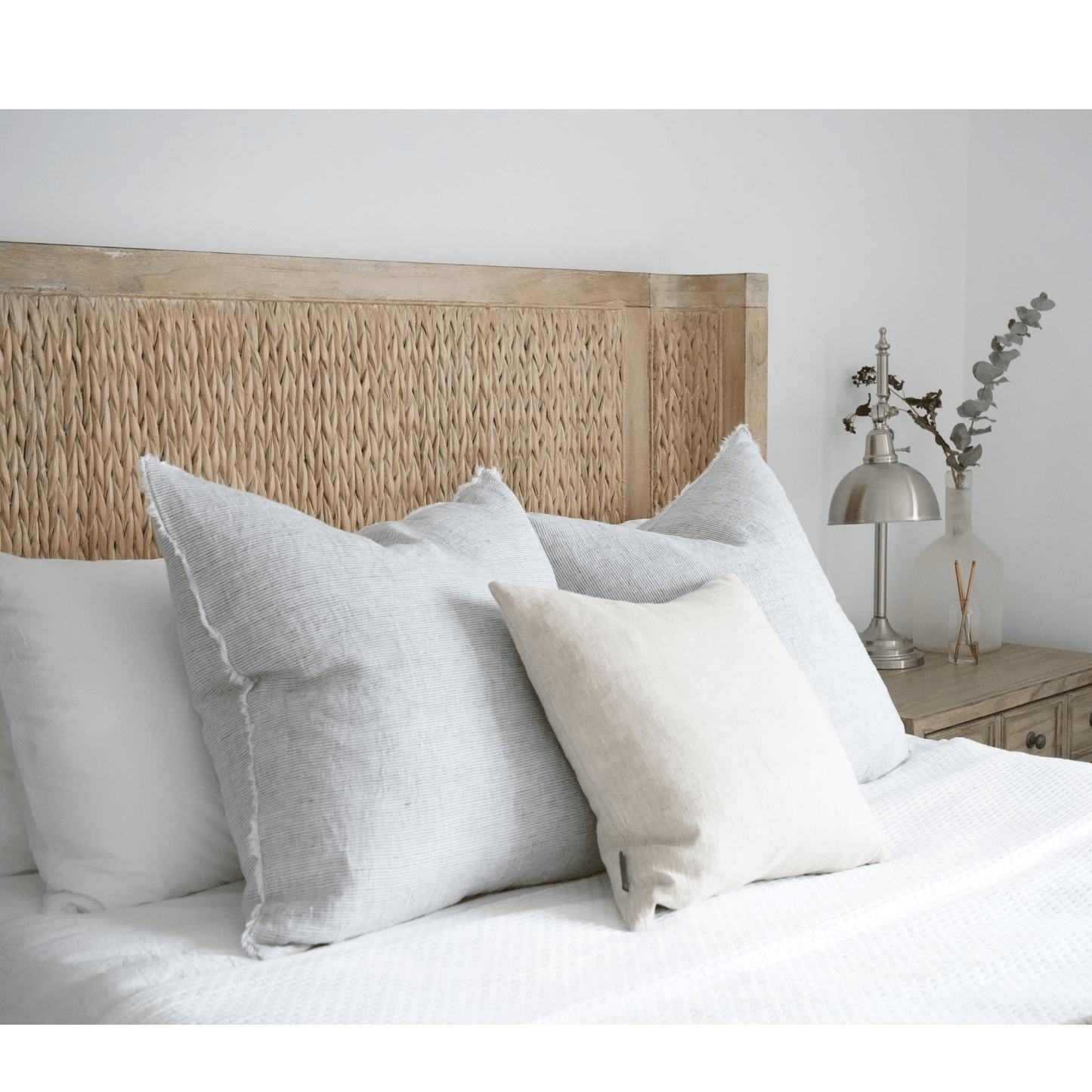 Cambri Grey Stripe Linen Pillow - LndmarkClub USA