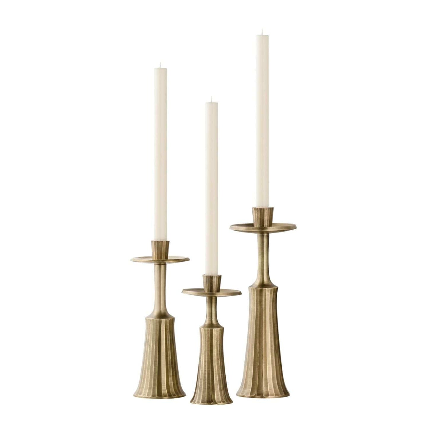 Ridged Taper Candle Holder - Brass - LndmarkClub USA