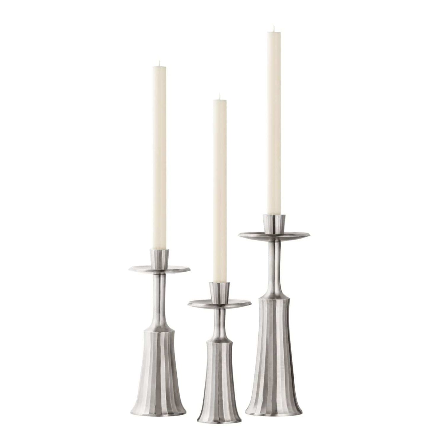 Ridged Taper Candle Holder - Pewter - LndmarkClub USA