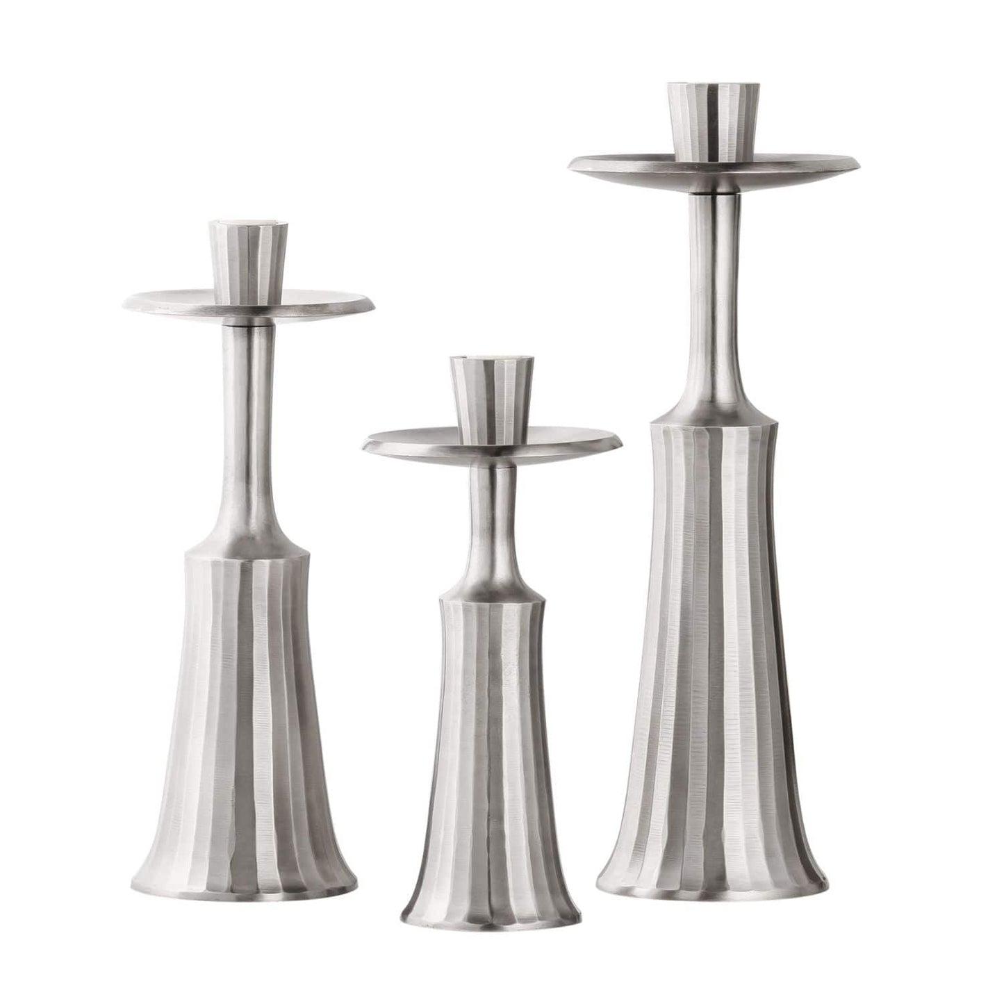 Ridged Taper Candle Holder - Pewter - LndmarkClub USA