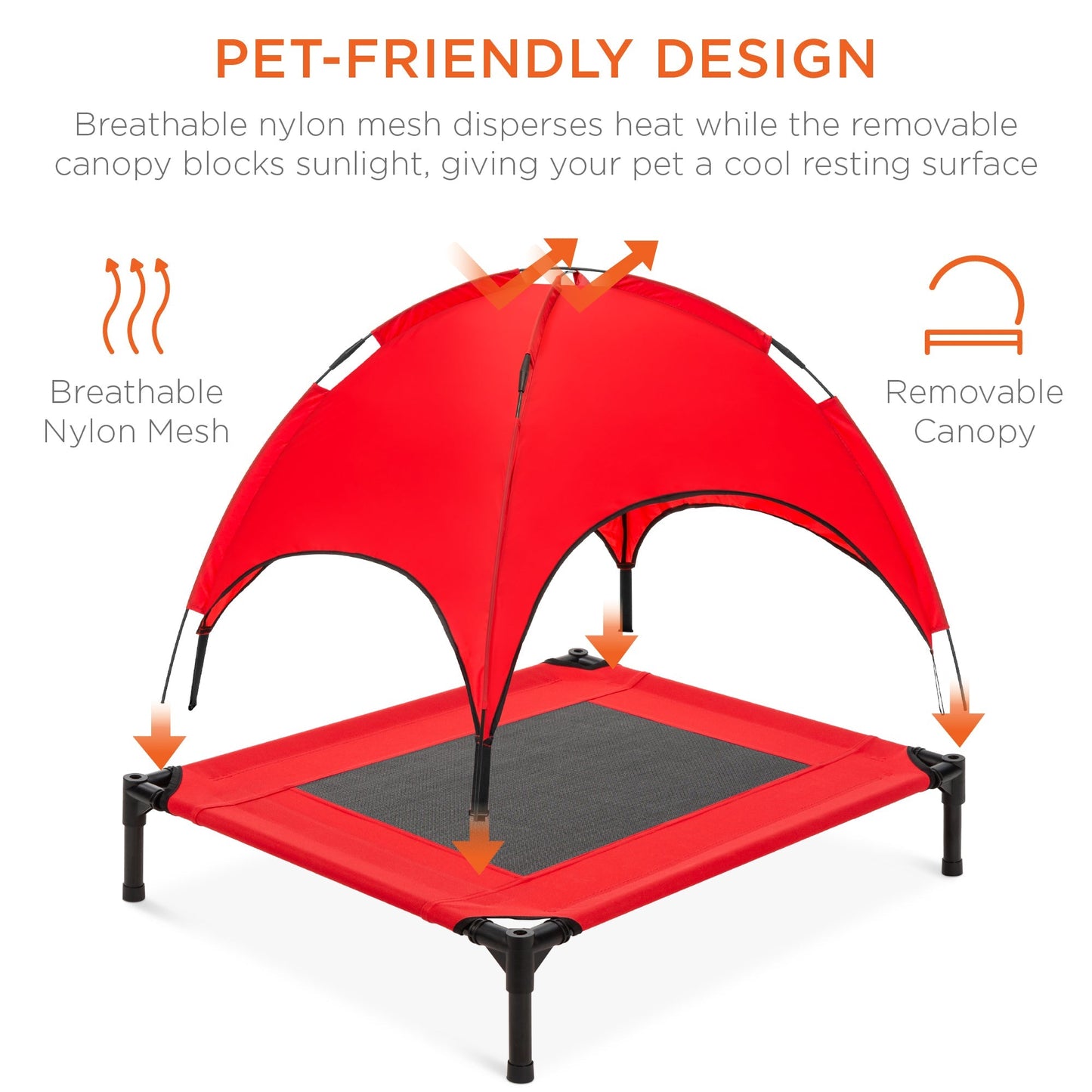 Elevated Cooling Dog Bed, Outdoor Pet Cot w/ Canopy, Carry Bag - 30in